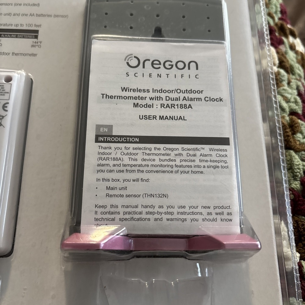 Oregon Scientific RAR188 Wireless Indoor Outdoor Thermometer Alarm Clock NEW NOS - Picture 10 of 11
